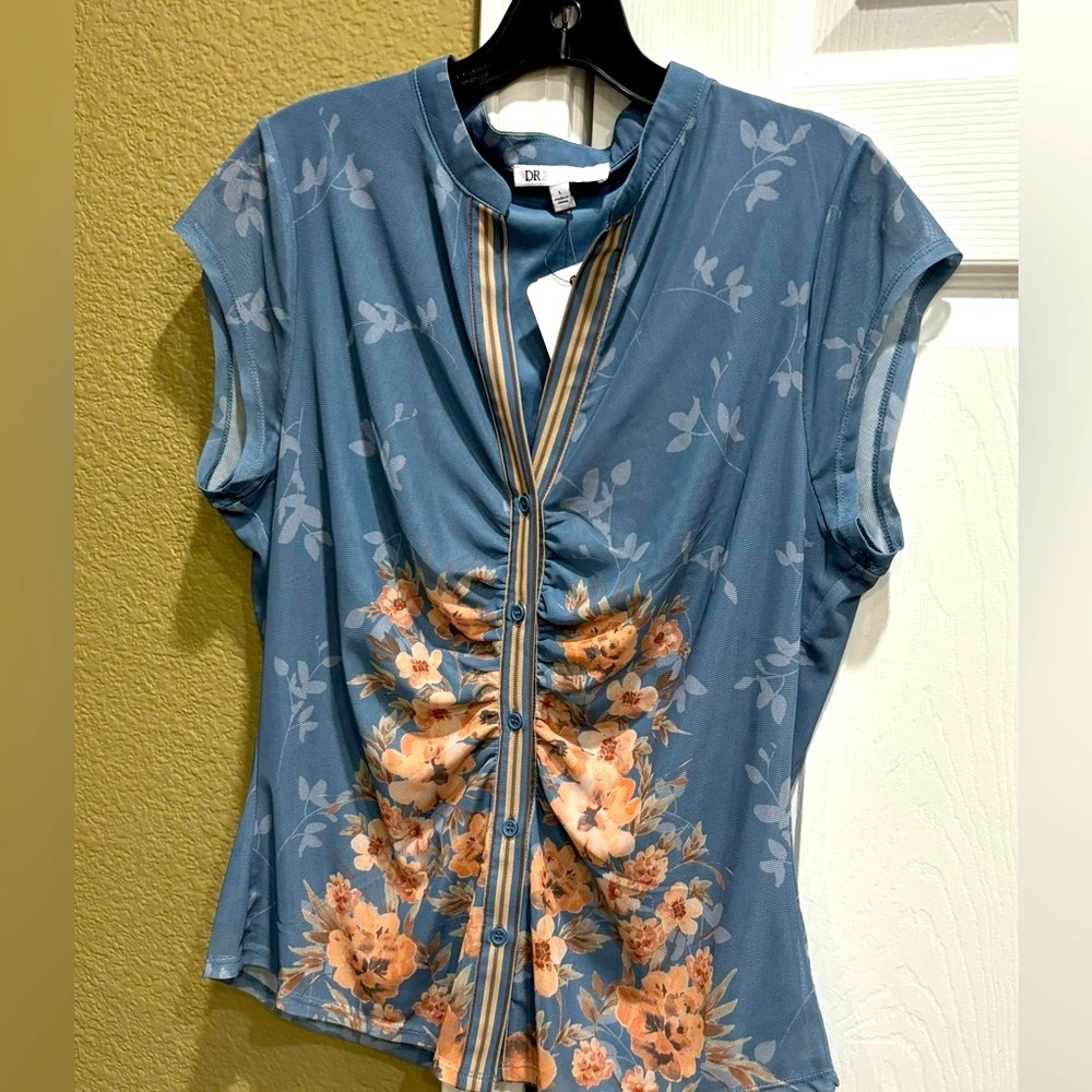 New Anthropology top button up shirt blouse size L - Picture 4 of 8